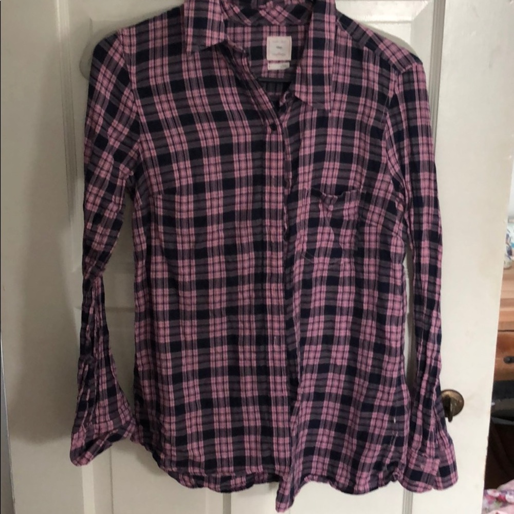 Gap pink & navy flannel